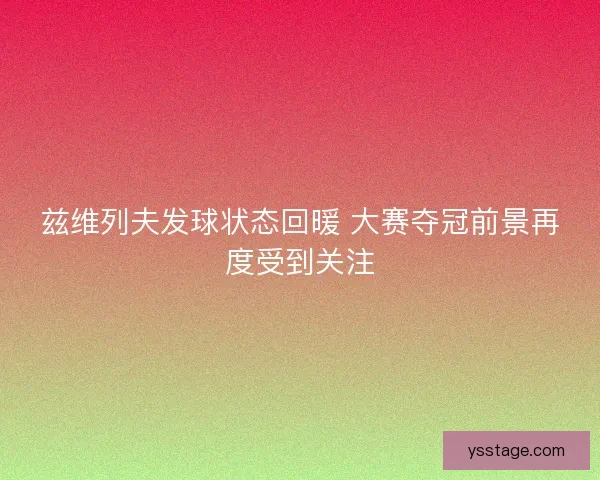 兹维列夫发球状态回暖 大赛夺冠前景再度受到关注
